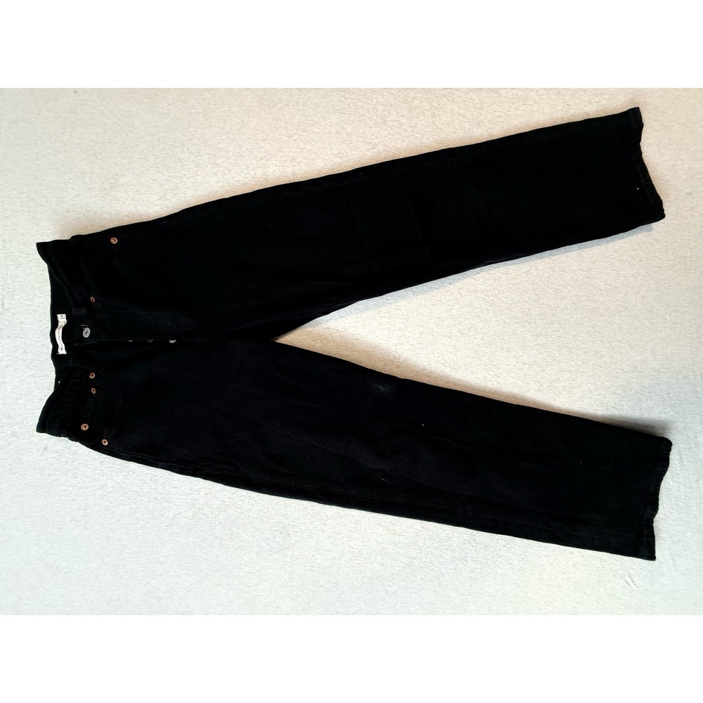 Levis Premium Ribcage Straight Ankle Jeans Black W24 L27 Button Fly High Rise